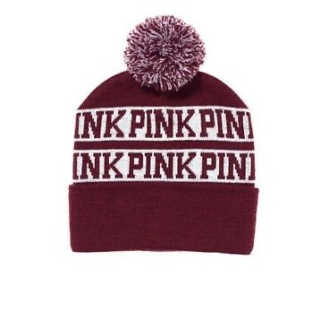 Victoria's Secret Pink Nation Beanie Hat Pom Pom